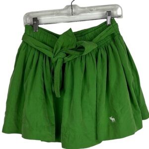 Y2K deadstock Abercrombie & Fitch Avocado Green Mini Skirt Sz L flared Belt